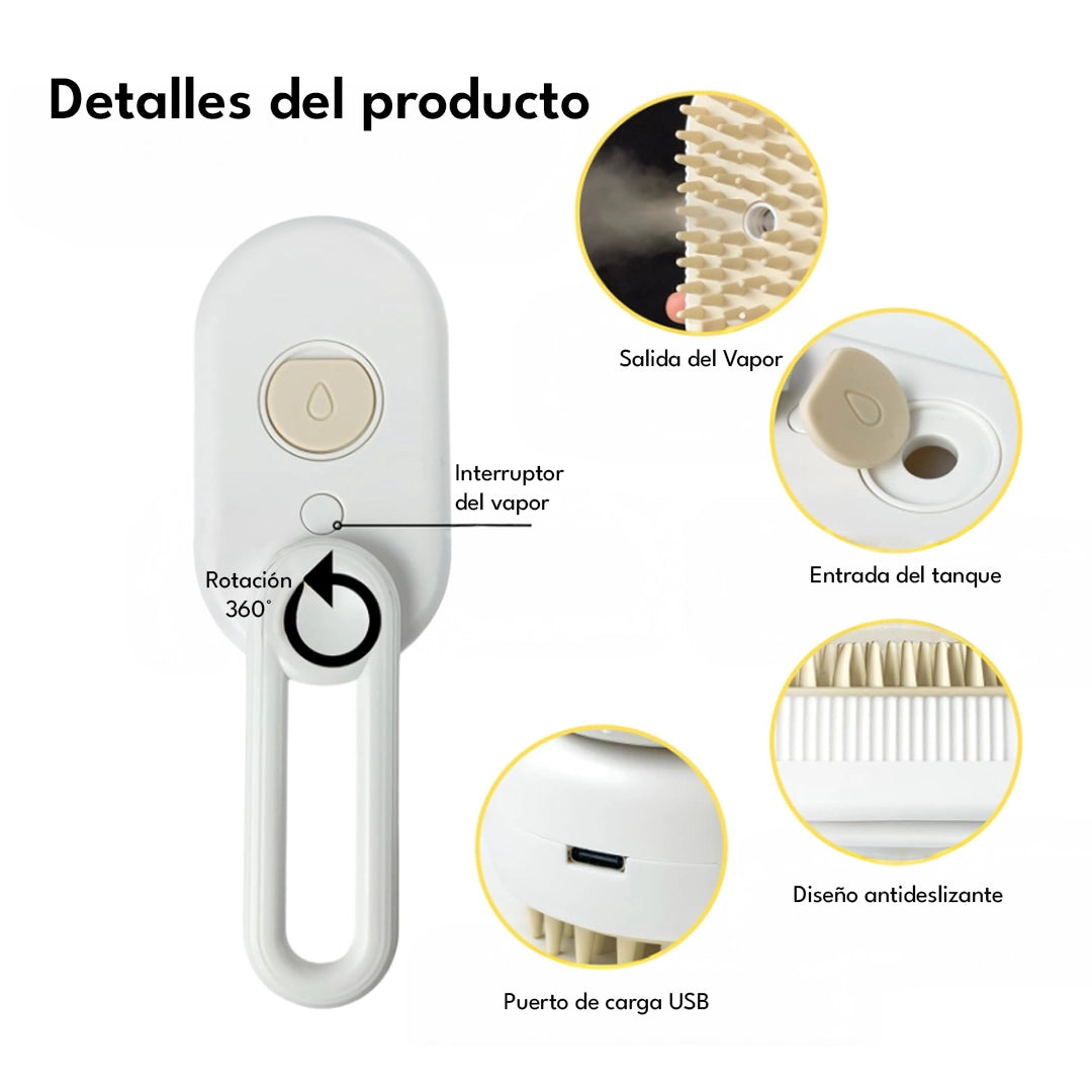 Cepillo de Vapor 3 en 1: Efecto Spa Anti-Pelos 🐾✨