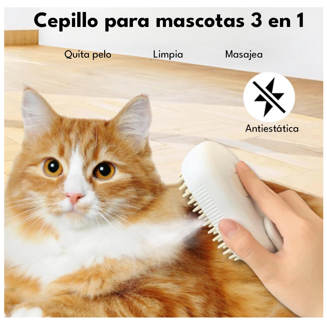 Cepillo de Vapor 3 en 1: Efecto Spa Anti-Pelos 🐾✨